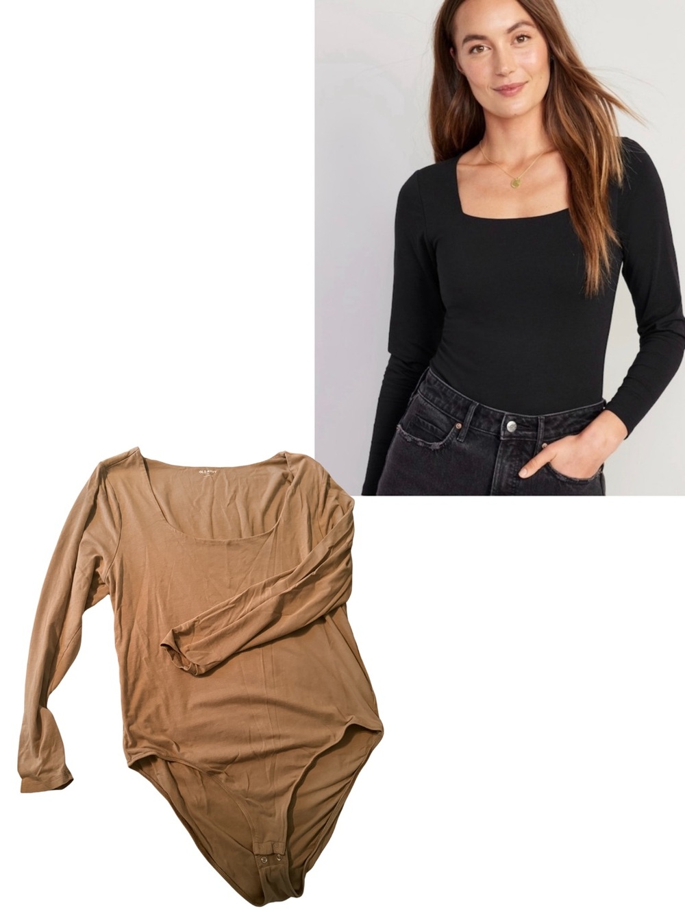 Old Navy Long Sleeve Square Neck Bodysuit - Brown